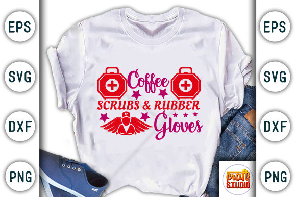 Coffee Scrubs Rubber Gloves Graphics for T-Shirt Designs
