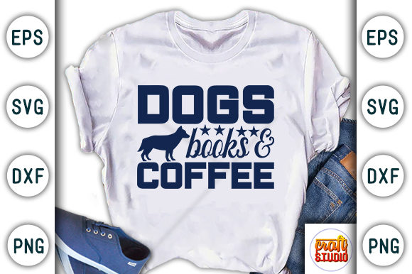 Dogs Books Coffee Graphics for T-Shirt Designs