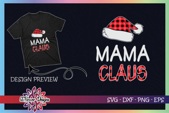 Red Plaid Mama Claus Graphics for T-Shirt Designs